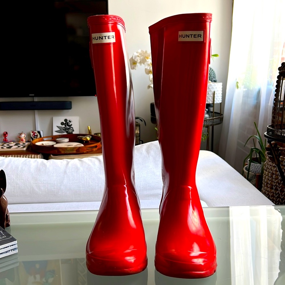 Vintage Hunter Rain Boots 6M/7F EU38 Huntress Red Gloss